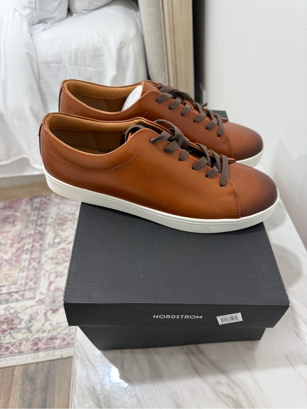 Nordstrom Men’s Cognac Leather Low-Top Sneakers